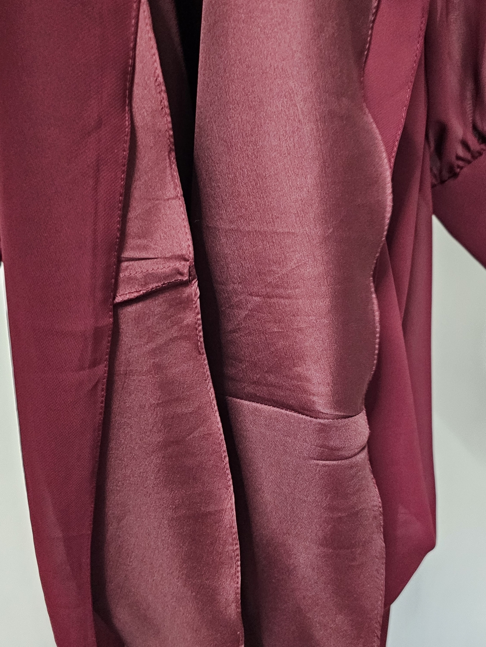 JJ's House Burgundy Chiffon Pleated Bishop Sleeve Midi Dress Approx L - Picture 6 of 11